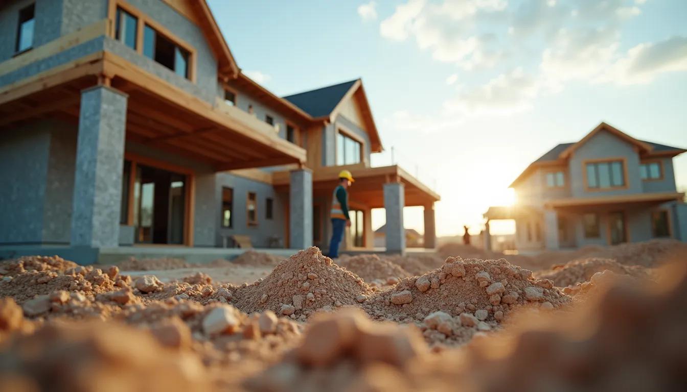 Construction workers building a custom home in Texas