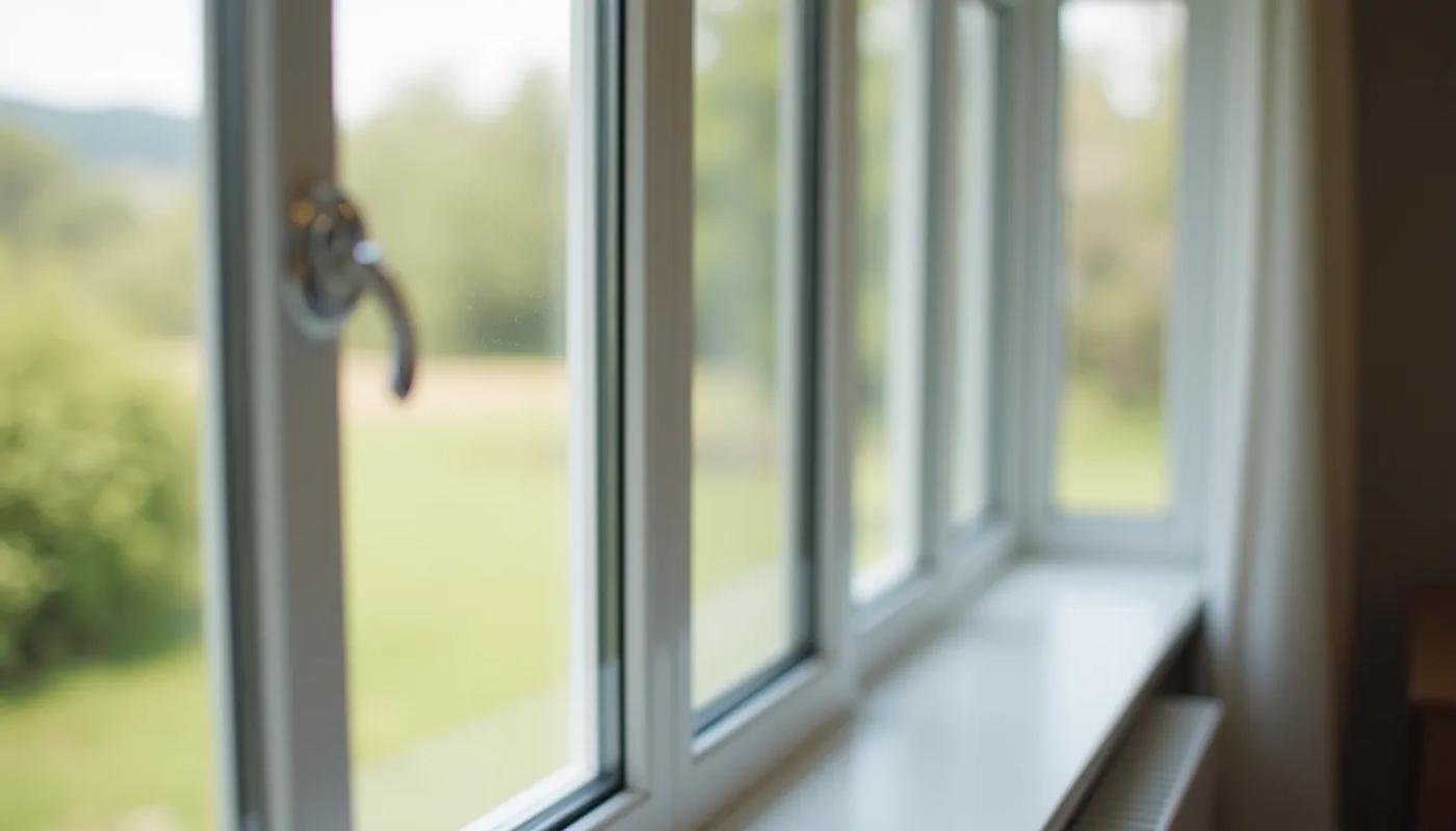 Close-up view of energy-efficient windows installed in a new home