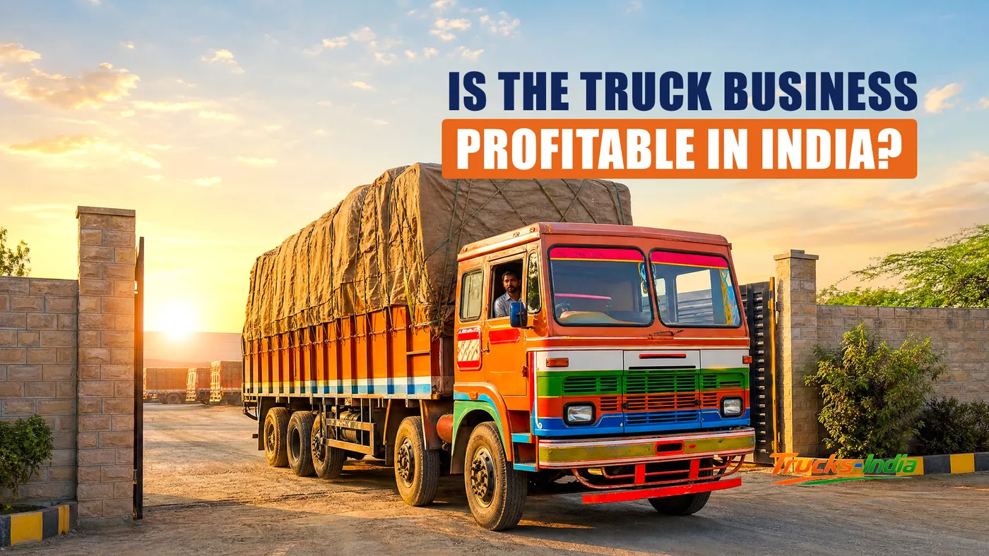 Heavy commercial truck on an Indian national highway at golden hour