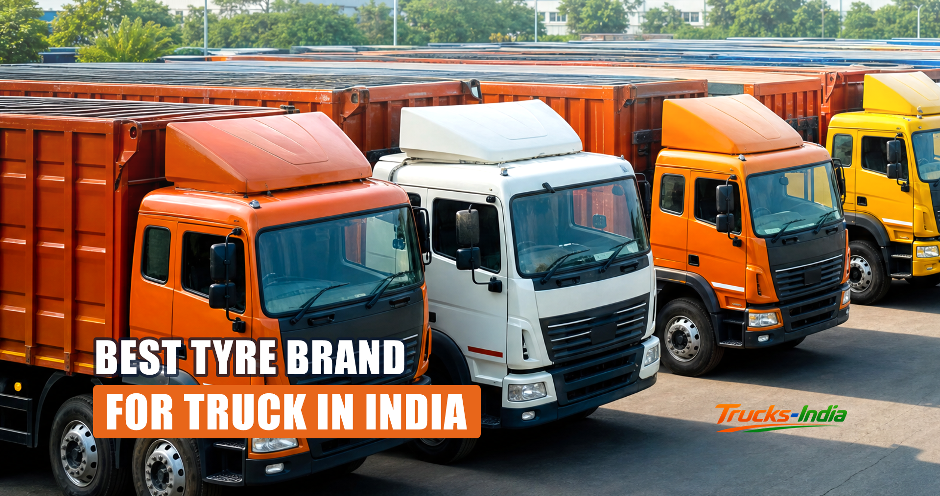 New truck tyres stacked at an Indian commercial tyre dealer