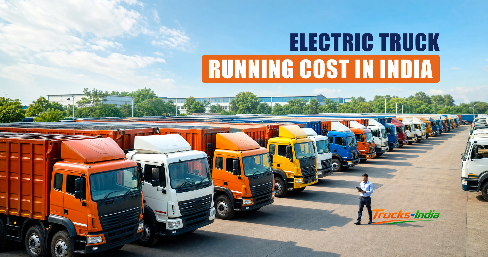Electric commercial vehicle plugged into a depot charger in India