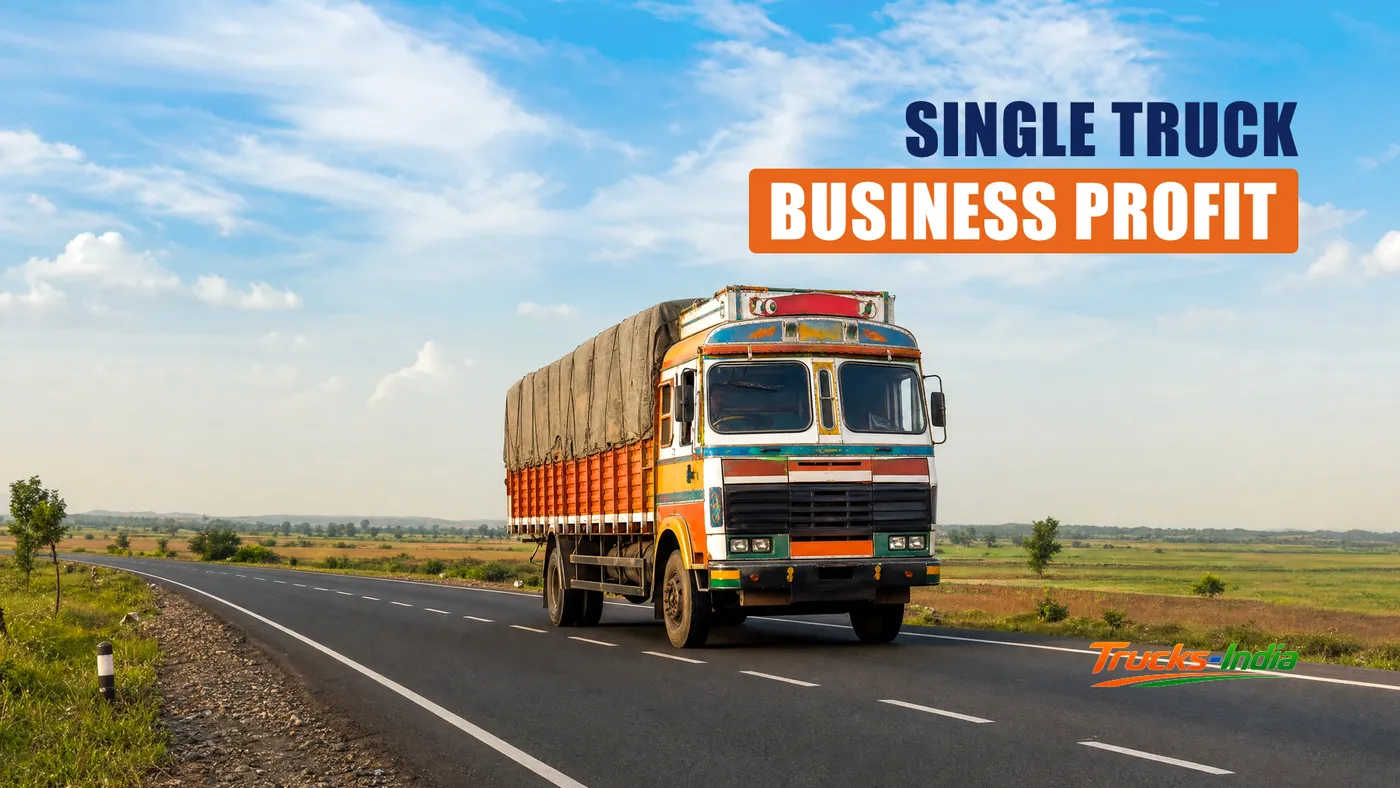 Single commercial truck on an Indian highway at golden hour