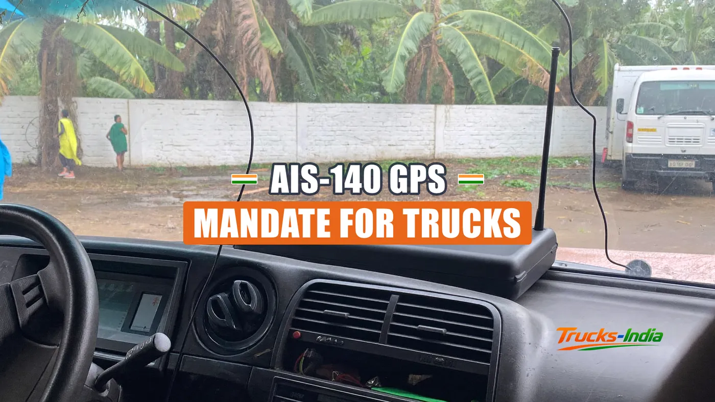 GPS vehicle tracking unit installed in the cab of an Indian commercial truck