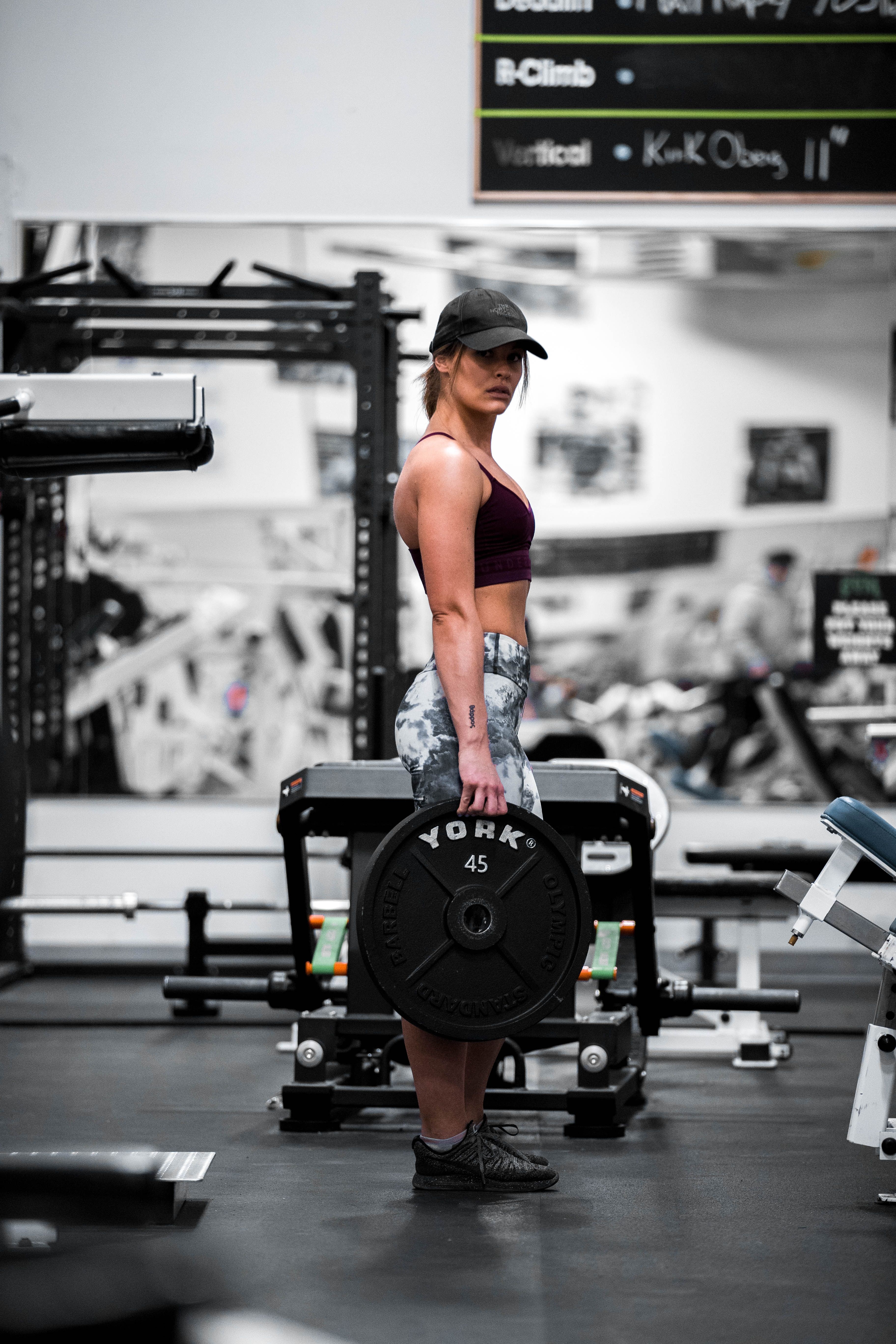 Female bodybuilder doing workout