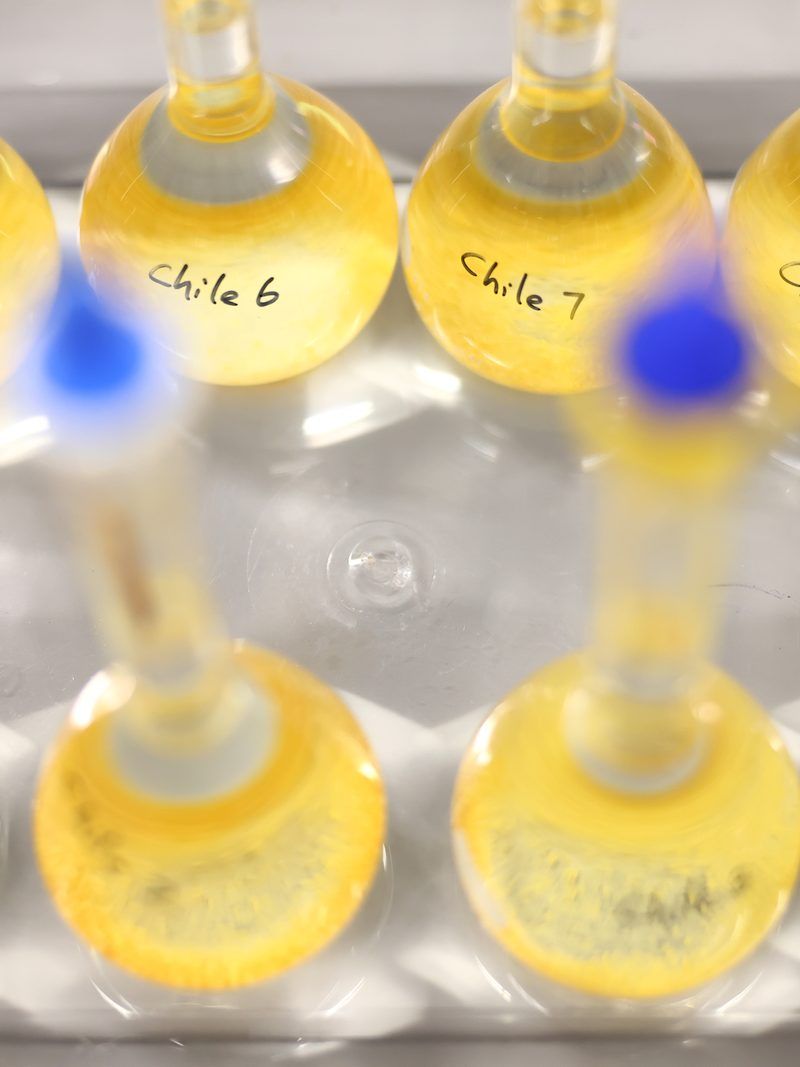 Labelled preservative samples under test in the laboratory