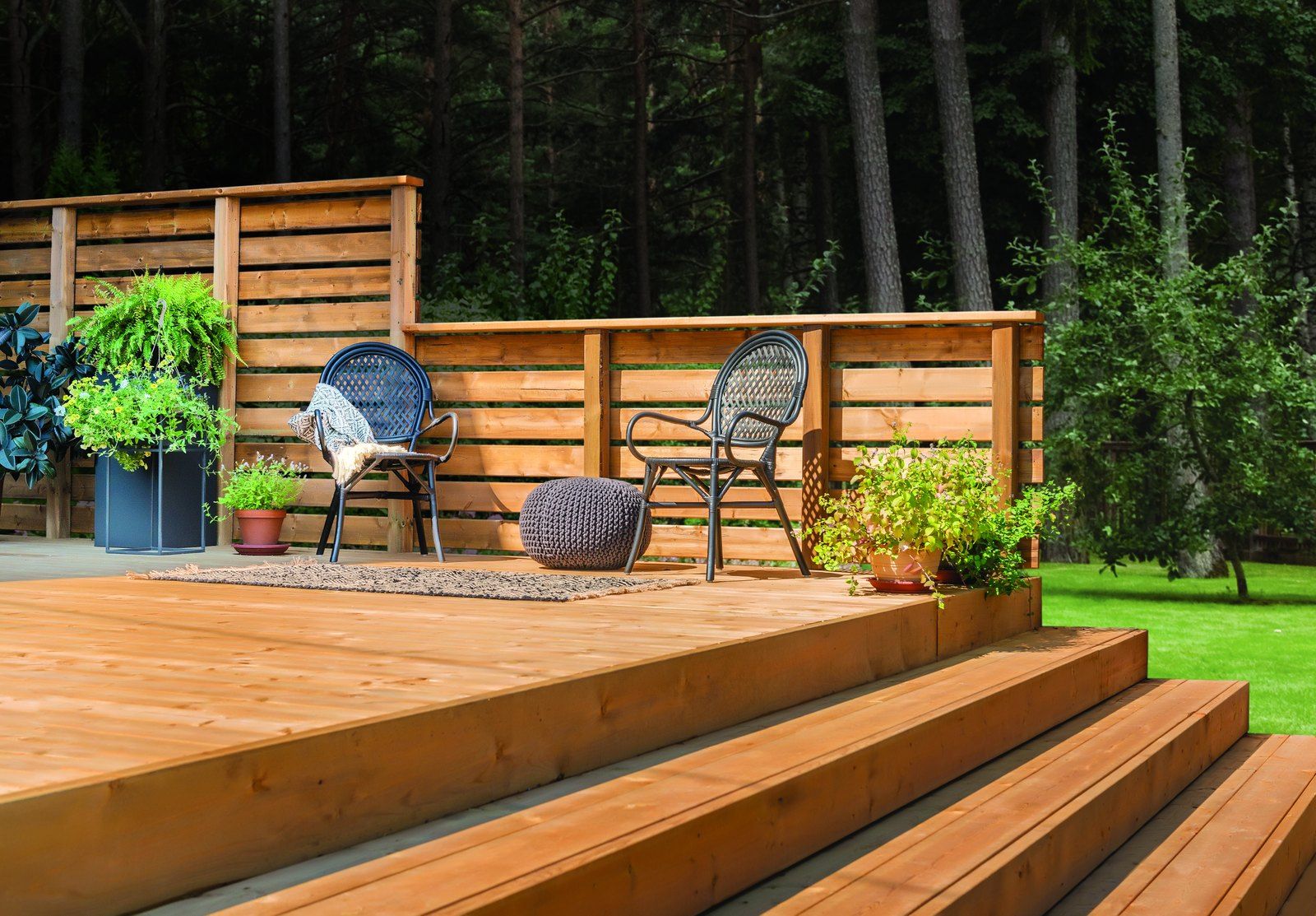 Wood Deck Treated with Preservative Treatment