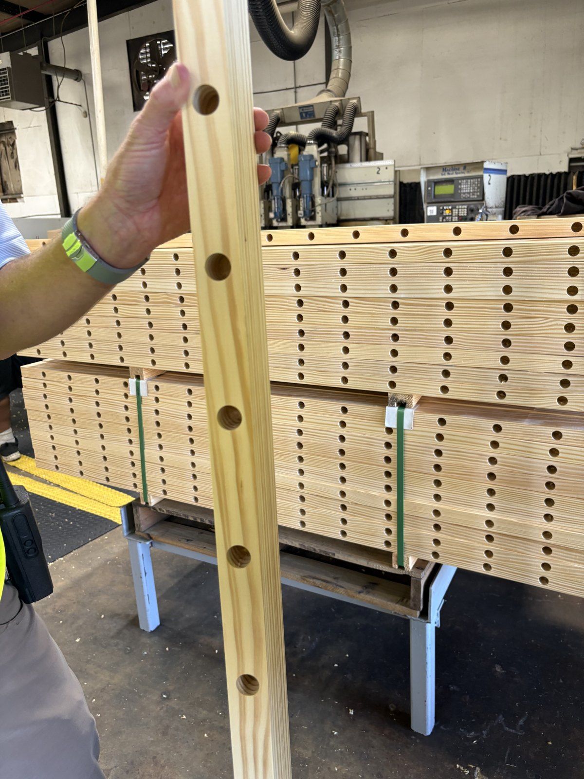 Pre-drilled deck balusters coming off the production line