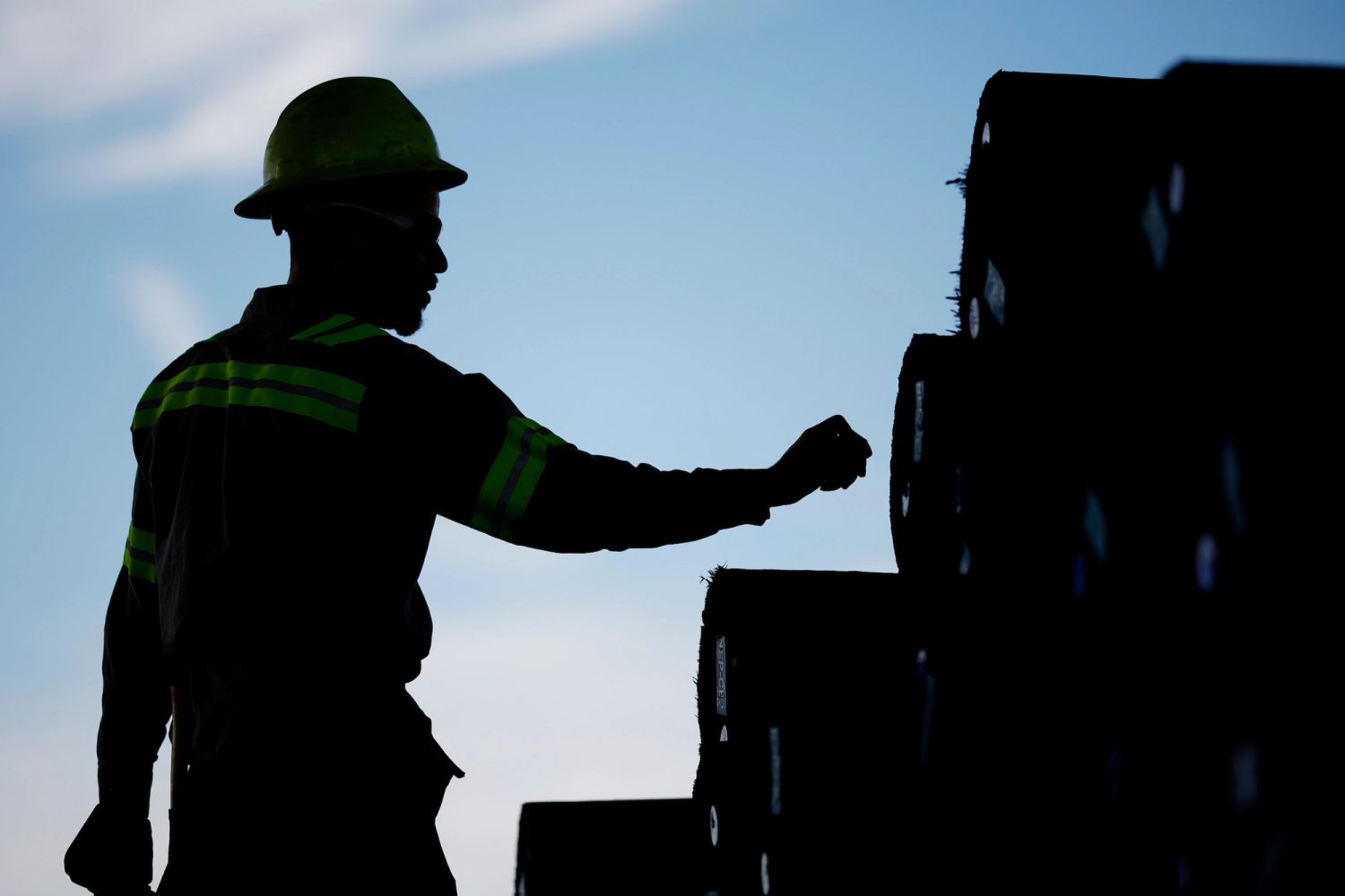 Koppers working in lumber yard