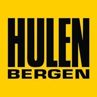 Gul logo med stor svart tekst «HULEN» øverst og «BERGEN» i litt mindre, fete bokstaver under.