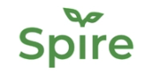 Grønn logo med ordet «Spire» der prikken over i-en er formet som to små blader.