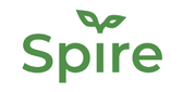 Grønn logo med ordet «Spire» der prikken over i-en er formet som to små blader.