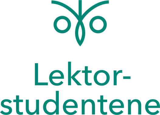 Logo for Lektorstudentene med en stilisert ugle øverst og organisasjonens navn skrevet i grønn tekst under.