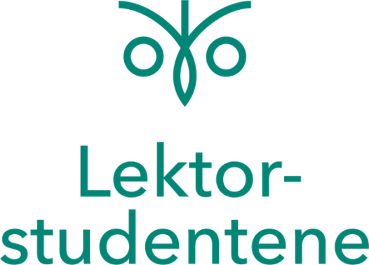 Logo for Lektorstudentene med en stilisert ugle øverst og organisasjonens navn skrevet i grønn tekst under.
