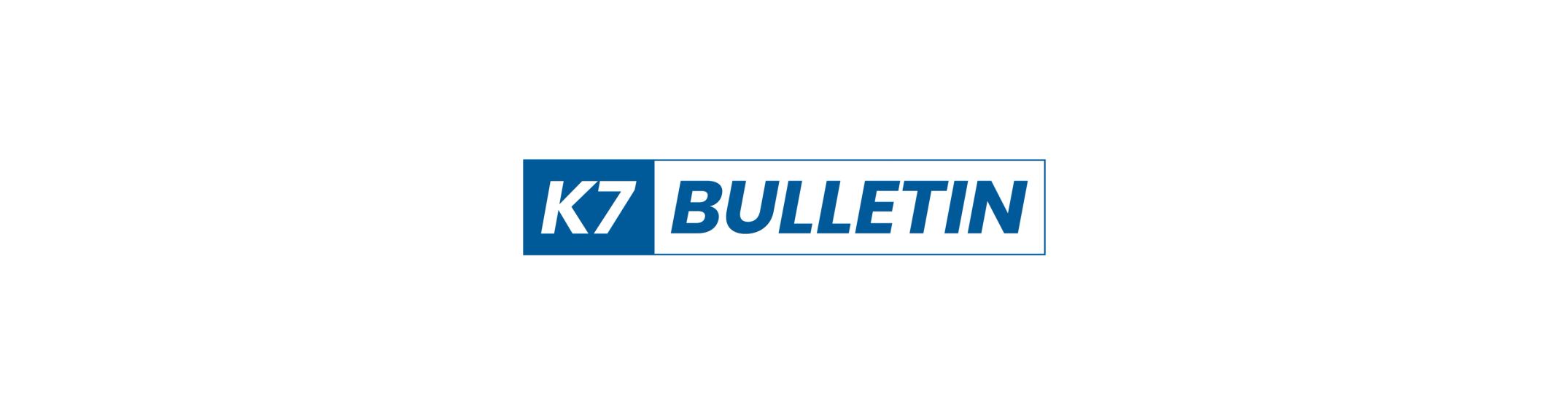 Logo med teksten «K7 BULLETIN» i blå, fete bokstaver på hvit bakgrunn, der «K7» står i en blå boks til venstre.
