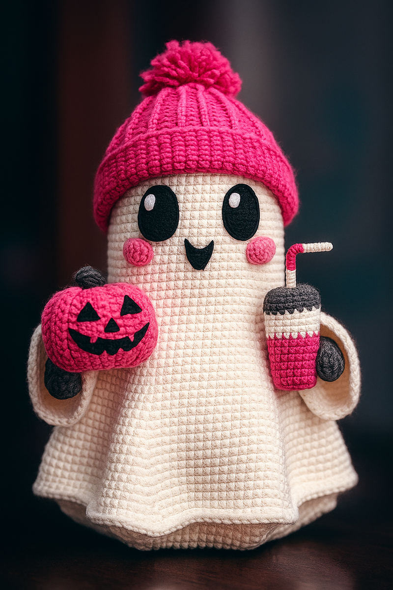 Cute Ghost Plush Doll Crochet Pattern with Accessories