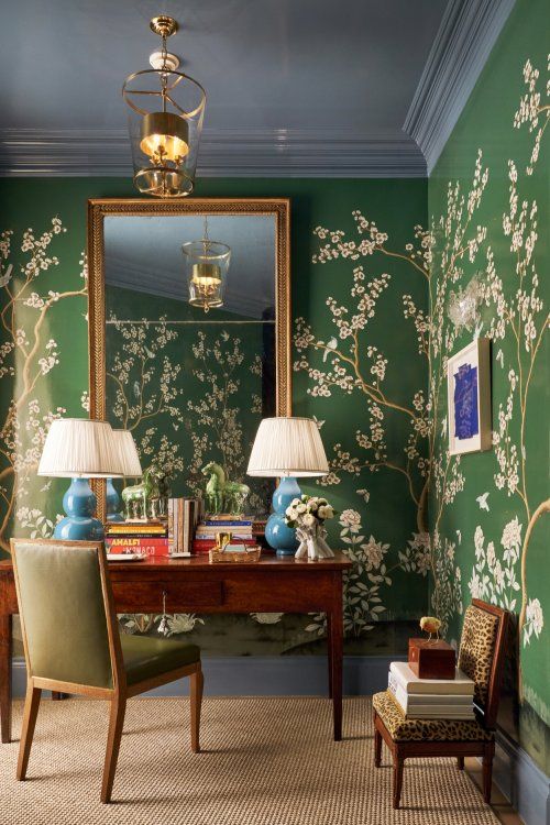 Vintage Green Chinoiserie Bathroom  Interiors By Color