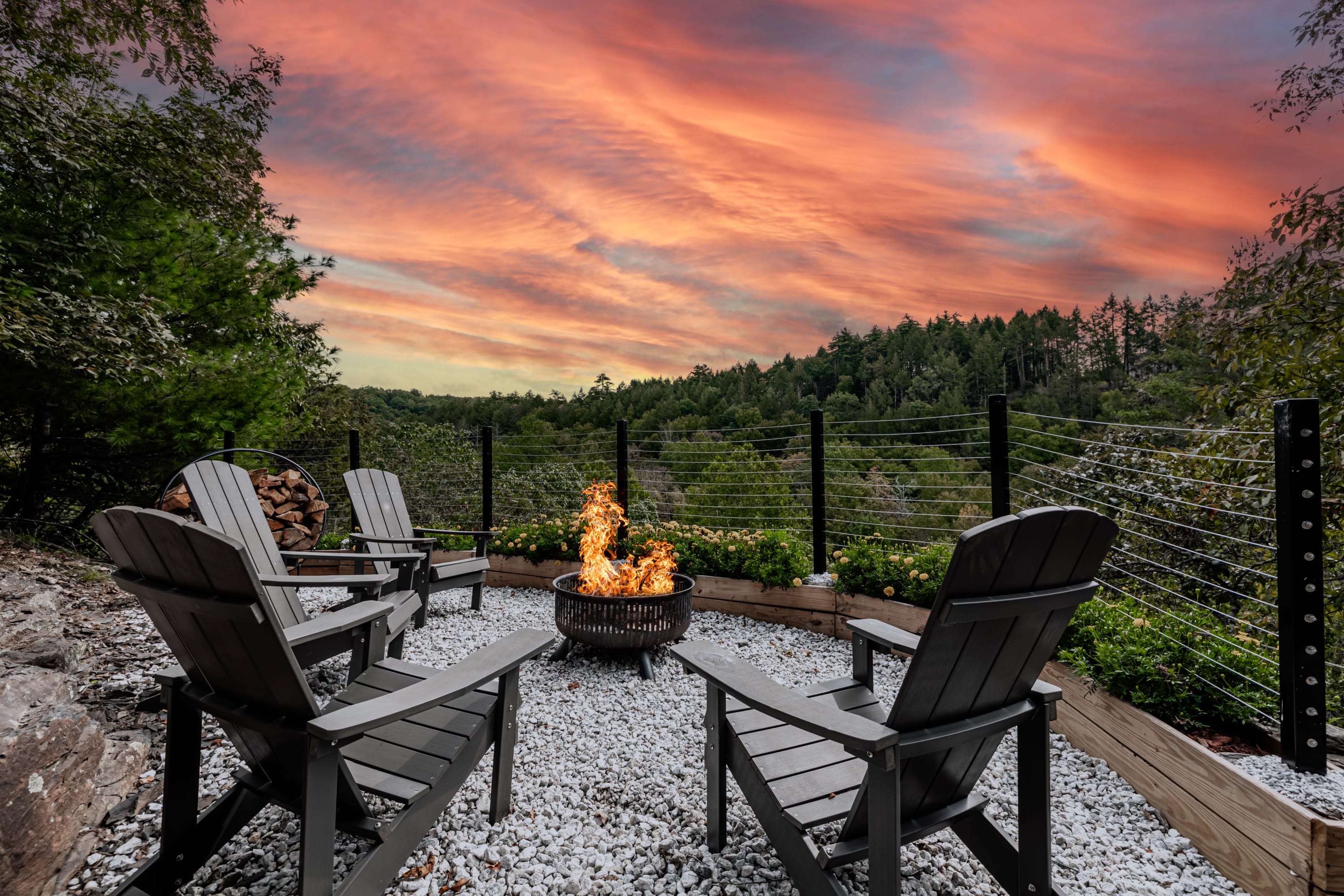 Romantic firepit view