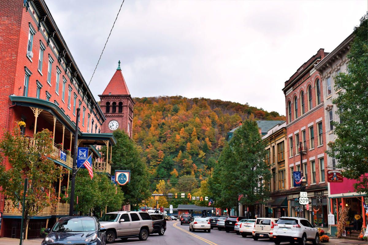 Fall foliage surrounding Jim Thorpe, Pennsylvania