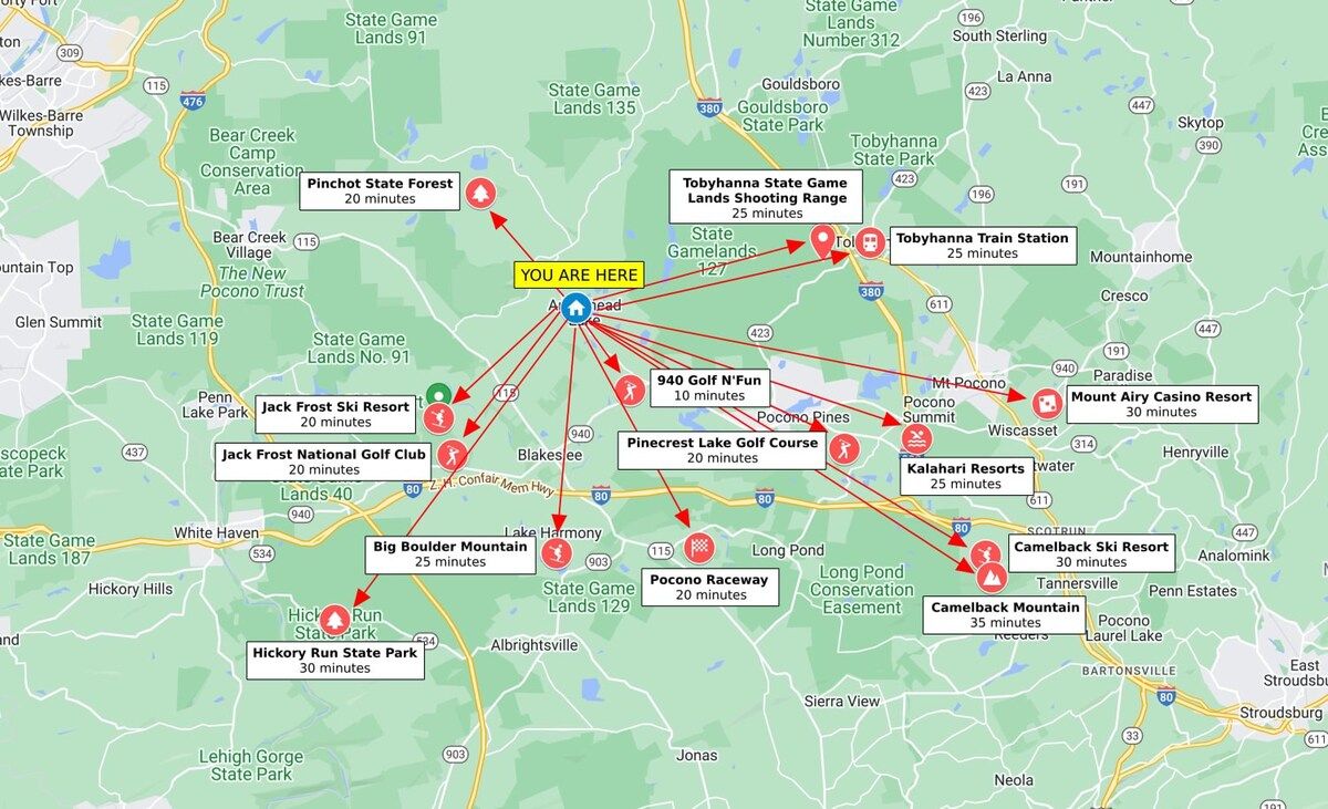 Poconos attractions map