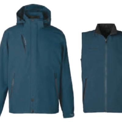 防水透氣可拆式多功能外套 雙面鋪棉背心 藍綠