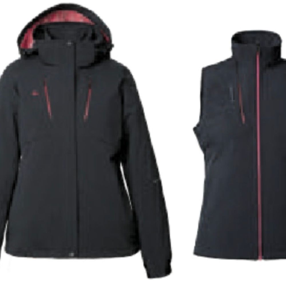 防水透氣可拆式多功能外套 單面鋪棉背心 深灰 女版