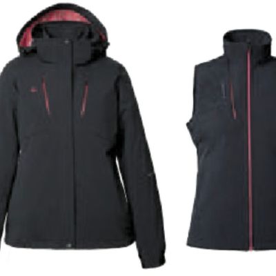 防水透氣可拆式多功能外套 單面鋪棉背心 深灰 女版