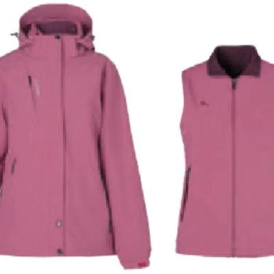 防水透氣可拆式多功能外套 雙面鋪棉背心 珊瑚桃