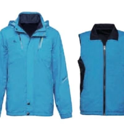 防水透氣可拆式多功能外套 雙面鋪棉背心 深藍