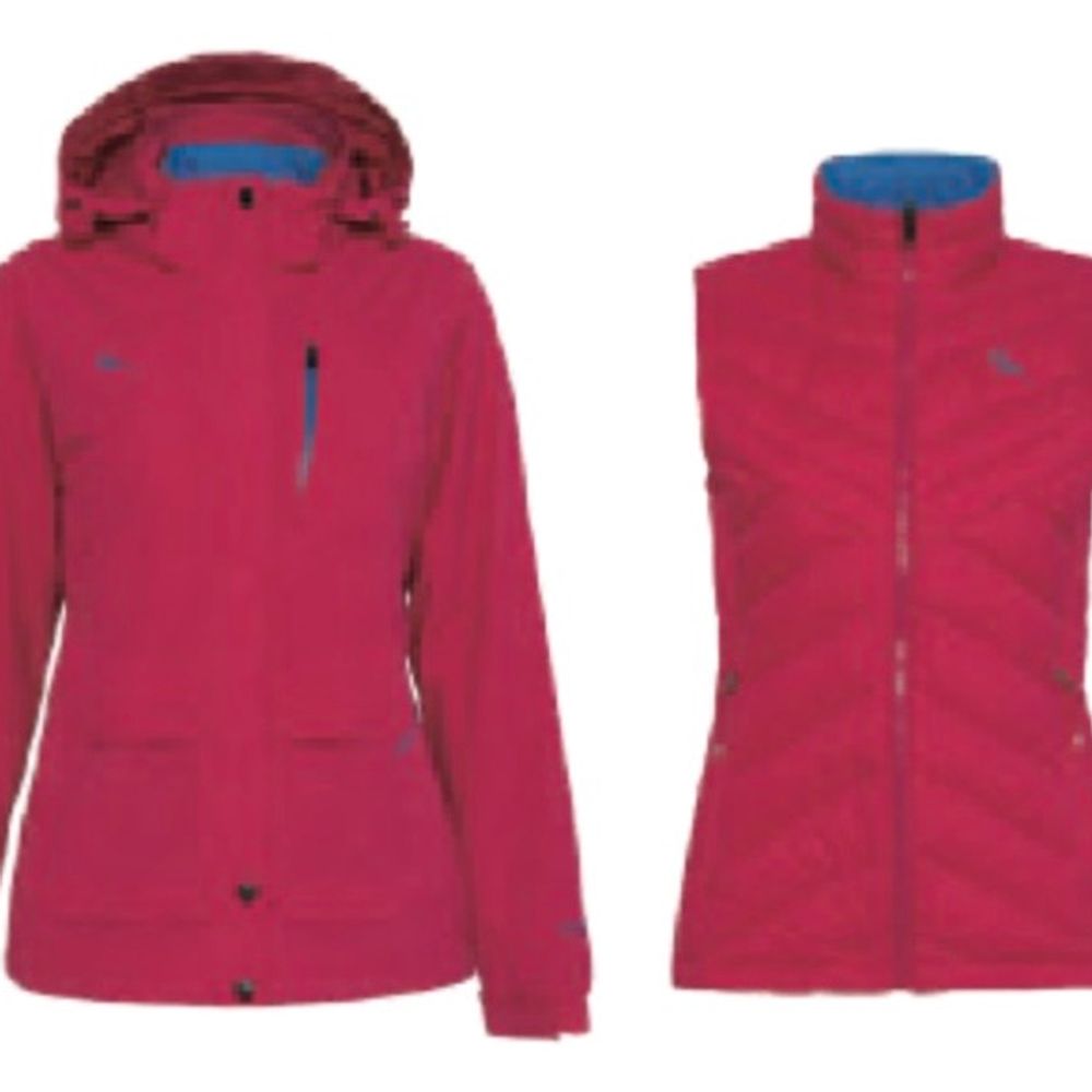 防水透氣可拆式多功能外套 單面杜邦棉背心 梅紅 女版