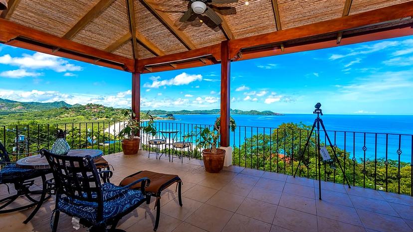 Casa Las Brisas covered terrace with ocean view
