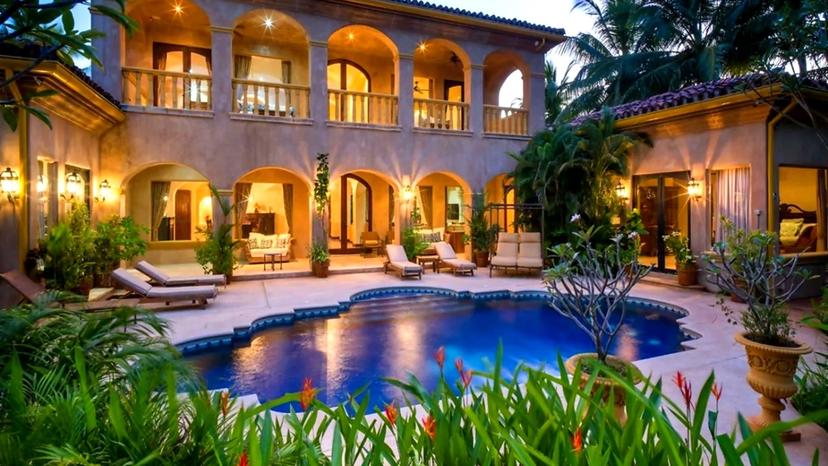 Villa Tuscana dusk pool exterior