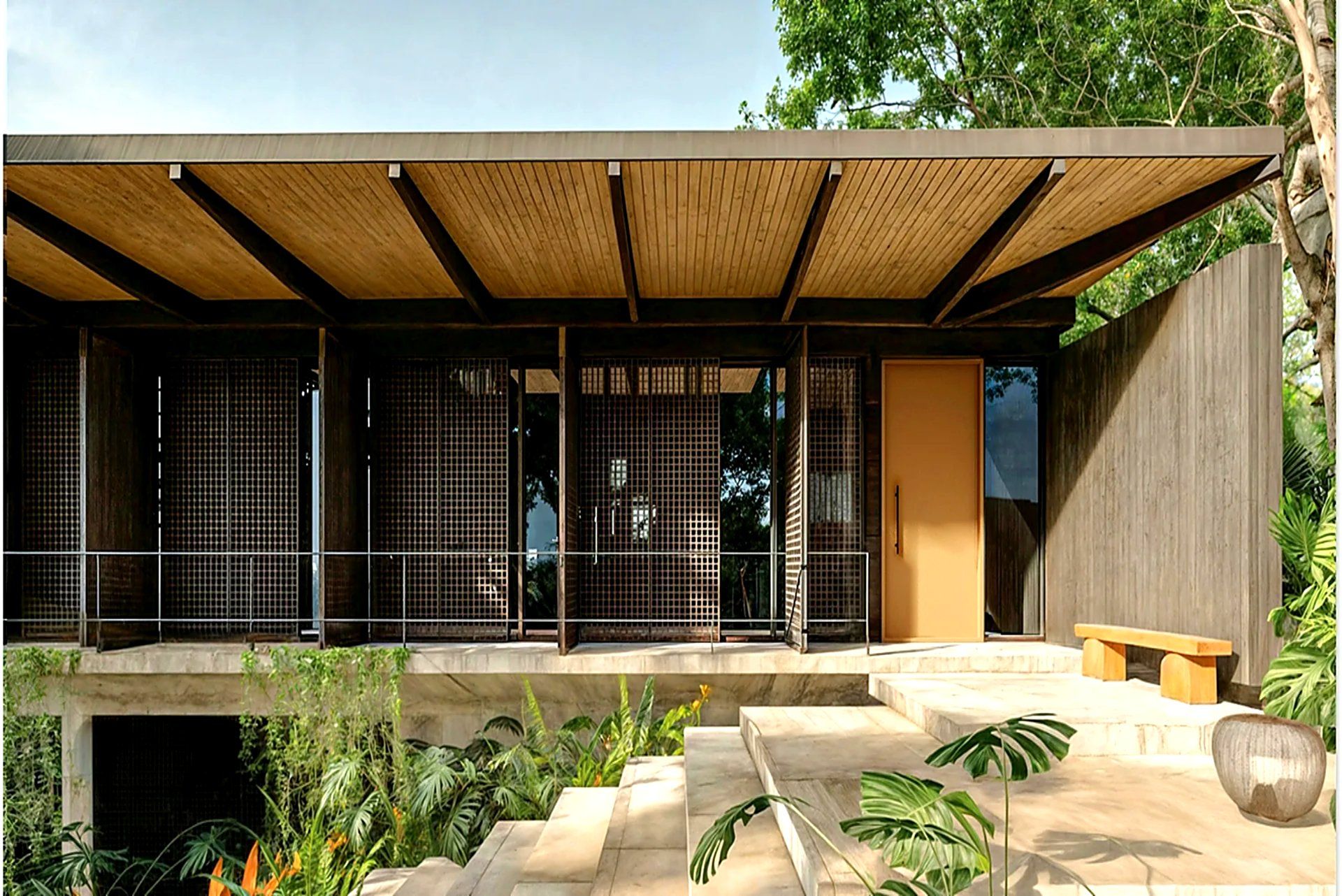 Laurel #27 modern wood entry facade