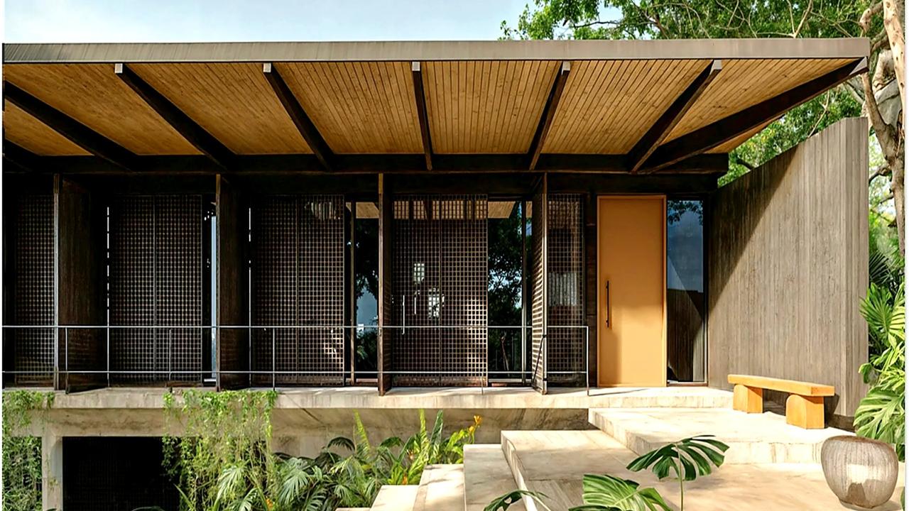 Laurel #27 modern wood entry facade