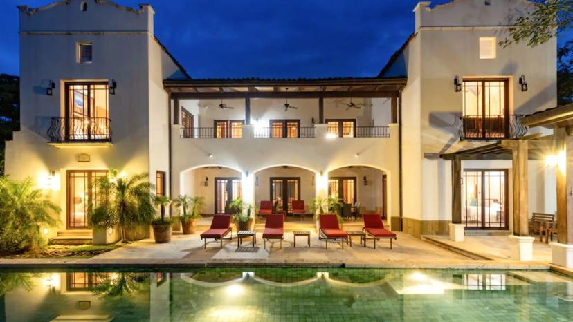 Casa Orquidea night villa pool reflection