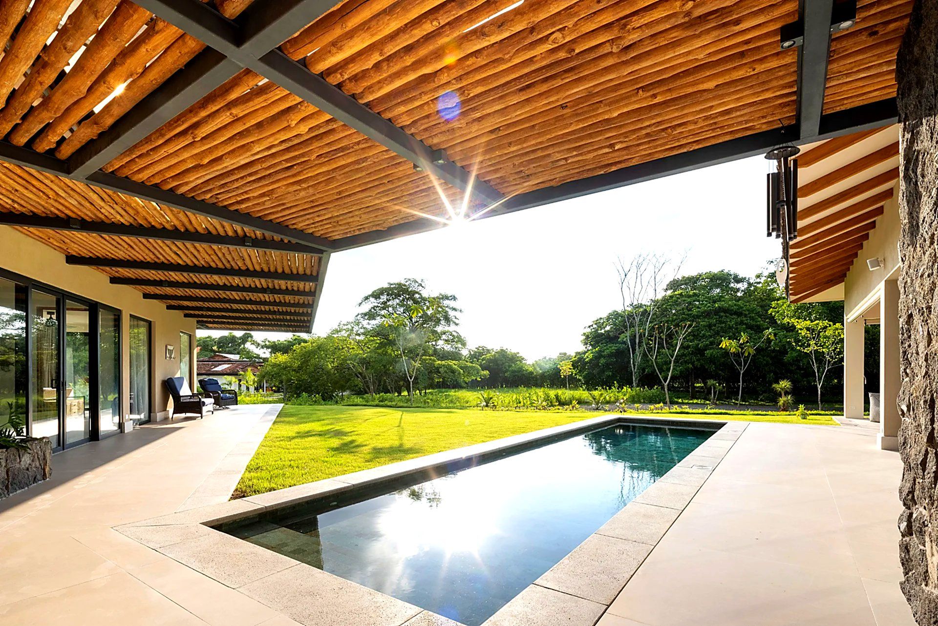 Casa Rocamar patio overlooking lap pool