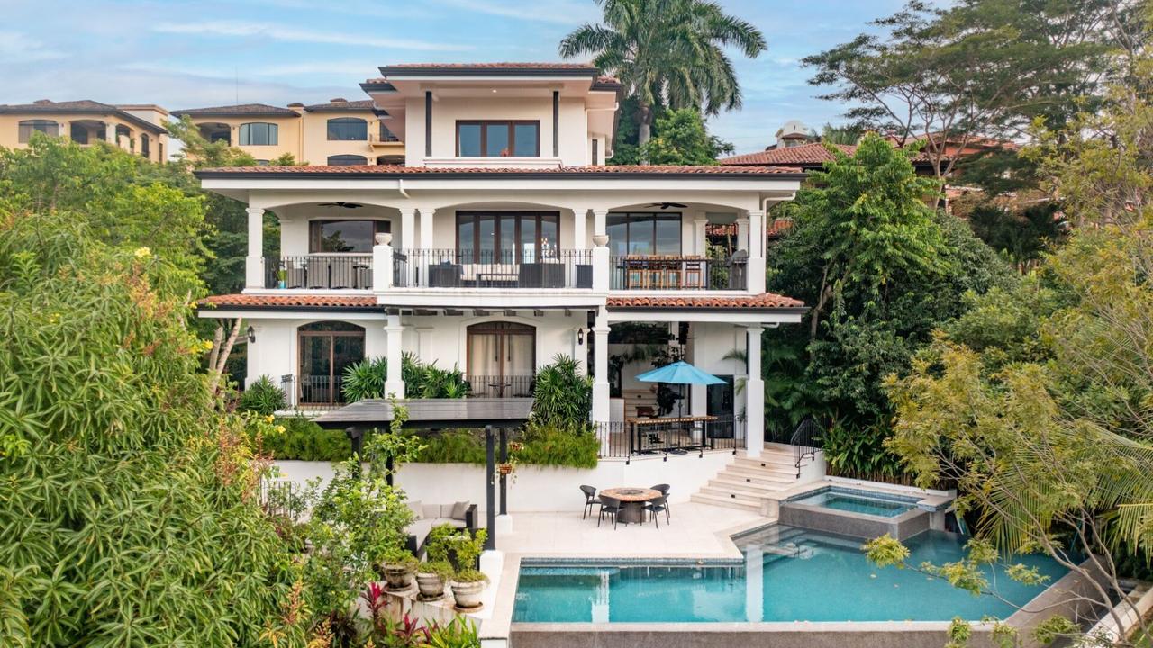 Rear view of the villa, terraces and pool – Villa Melina, Reserva Conchal, Guanacaste, Costa Rica