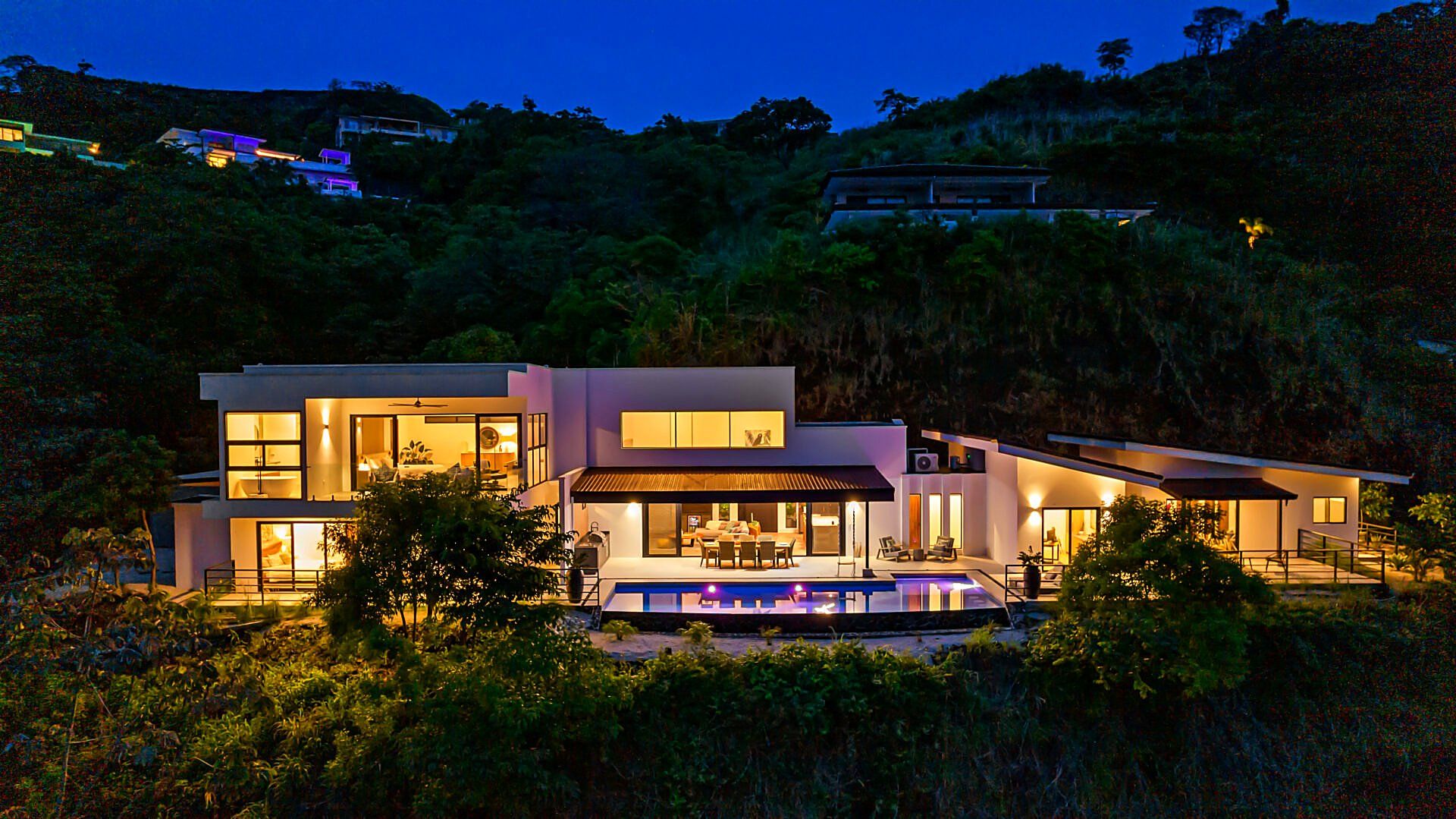 Villa Cielo night pool exterior