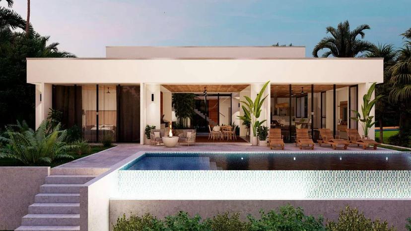 Rendering of the single-level home and pool – Sanara 20, Reserva Conchal, Guanacaste, Costa Rica