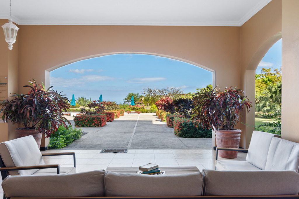 Terrace seating under arches – Malinche 111B, Reserva Conchal, Guanacaste, Costa Rica