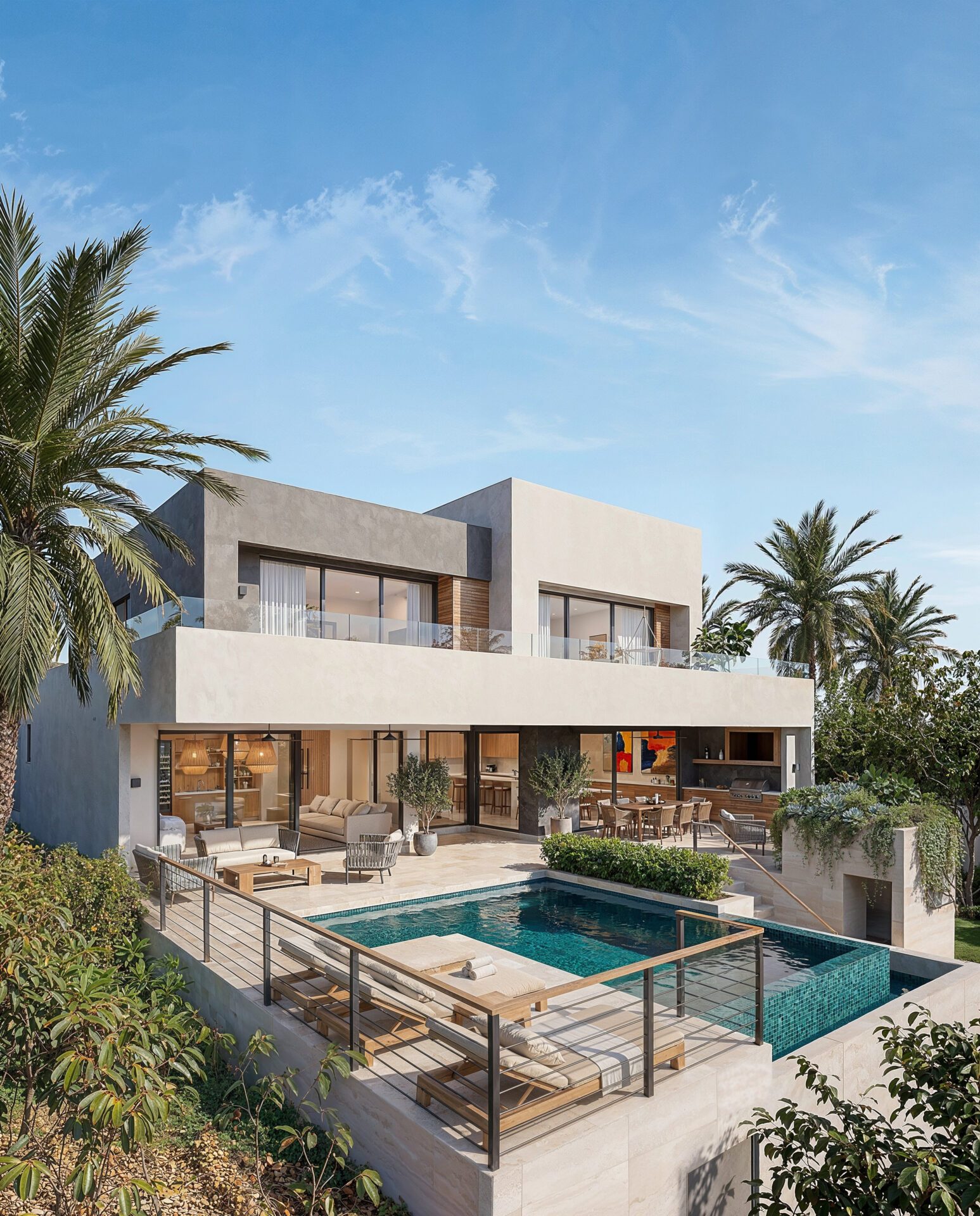 Rendering of the modern facade and pool – Casa Cielo at Ceibo 8, Reserva Conchal, Guanacaste, Costa Rica