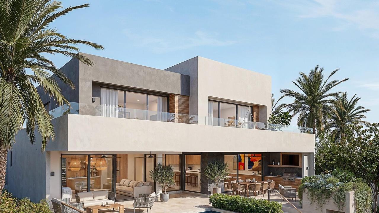 Rendering of the modern facade and pool – Casa Cielo at Ceibo 8, Reserva Conchal, Guanacaste, Costa Rica