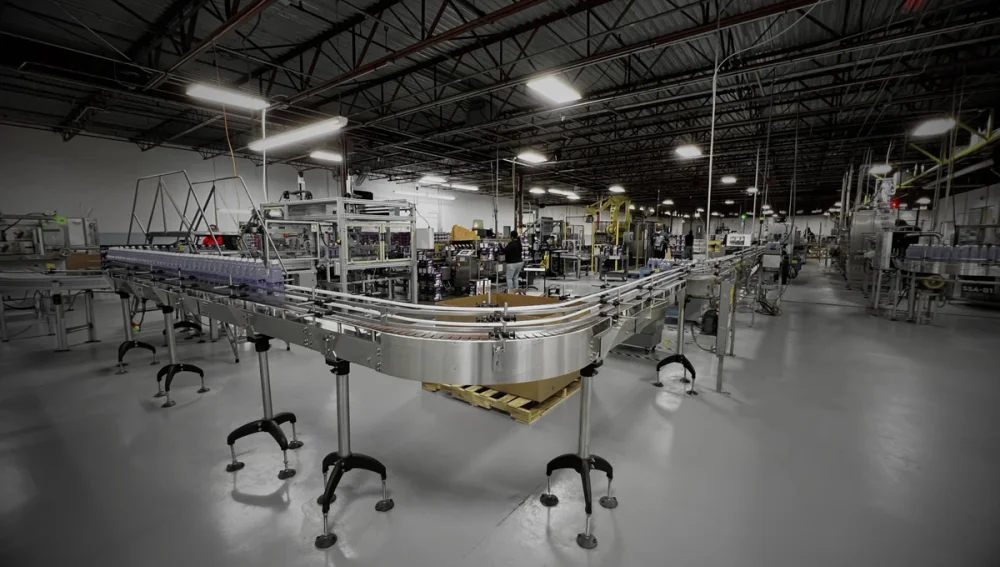 Production floor at a household and personal care contract manufacturer