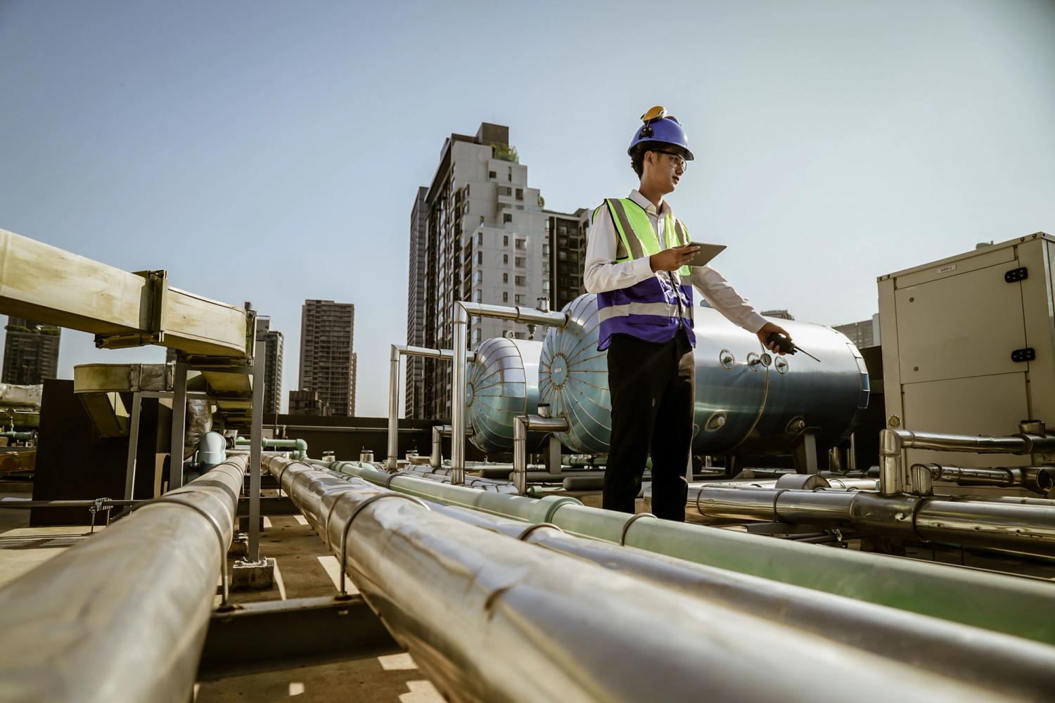 worker on rooftop