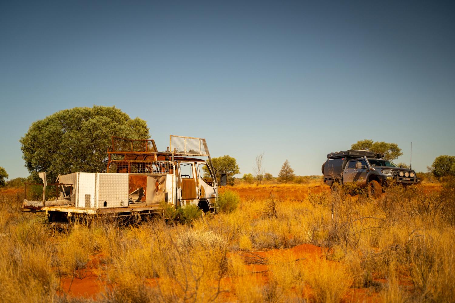 4x4 off road next to broken down truck remote travel australia