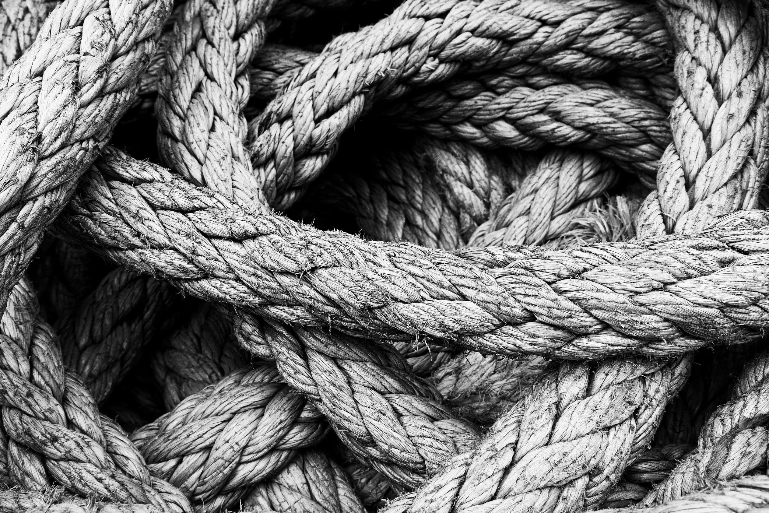 Rope tied together in black and white