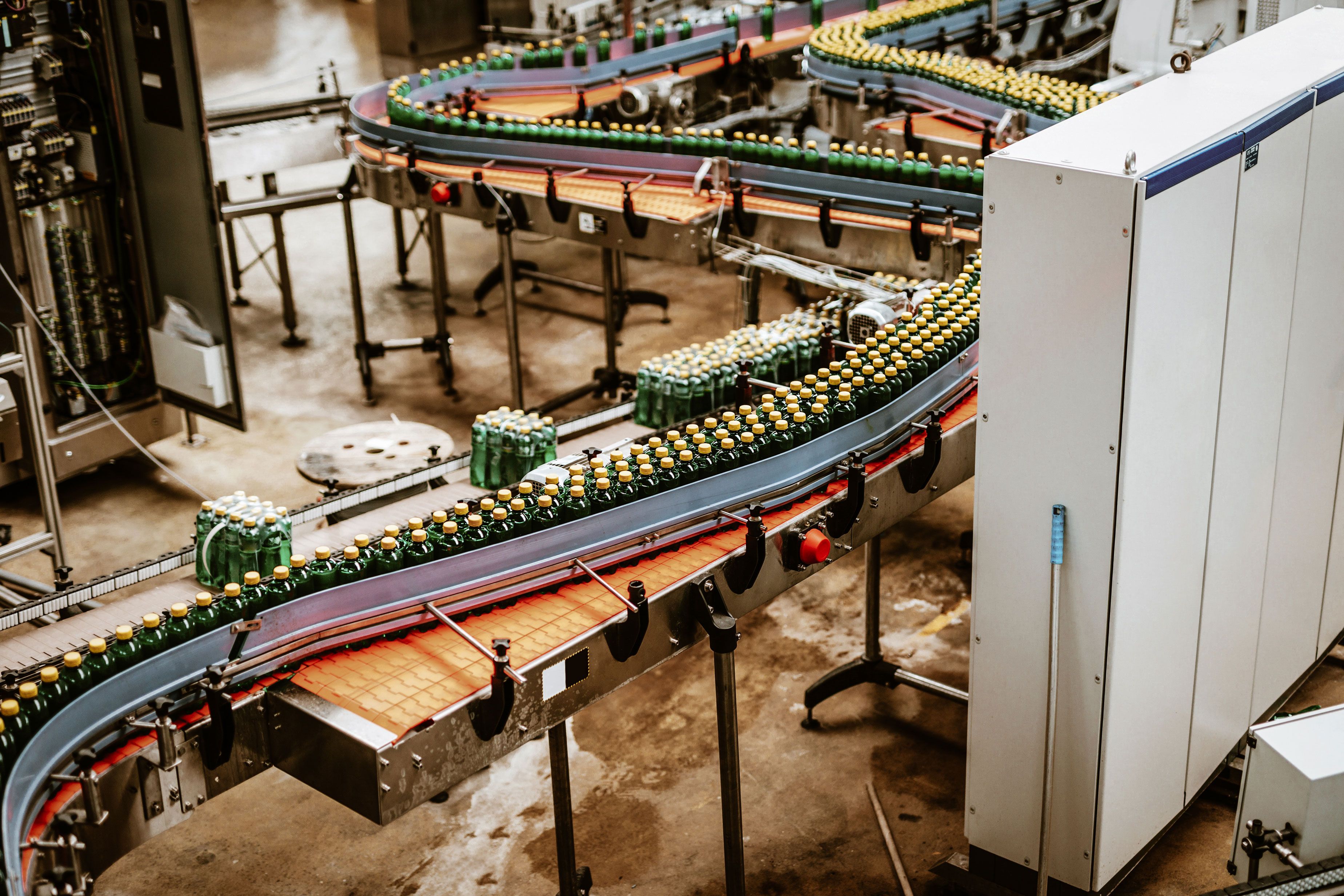 production line of bottles