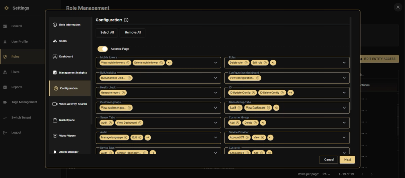 Configuration module permission settings