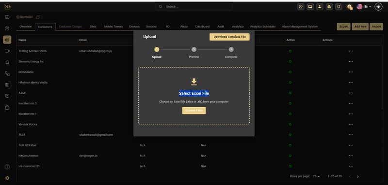 Figure 5.1 β Customer matrix import detailing required vs. optional fields. Customer matrix import