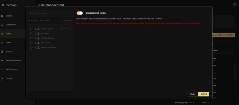 Full access for all entities enabled