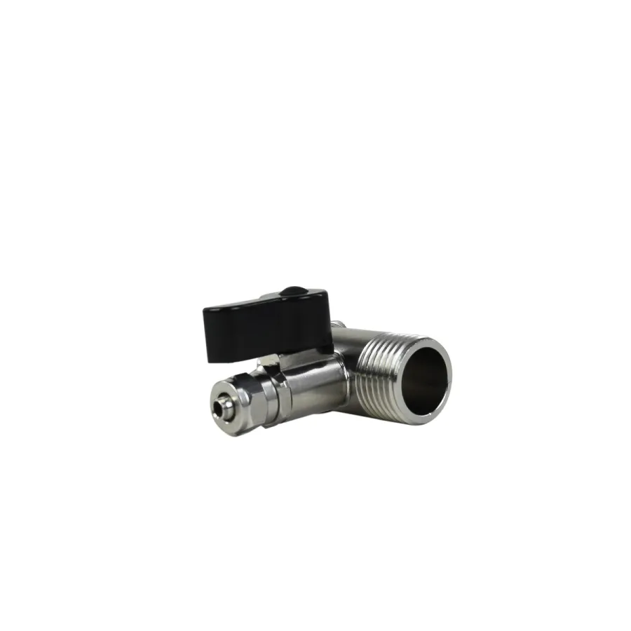 Metal Valve External Thread 1/2" for Internal Thread 1/2" with 1/4" Hose Outlet